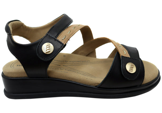 Homyped Magnolia Strap Sandal in Black and Tan Size 7