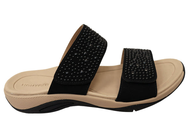 Homyped Unity Jewell Women's Comfort Slide Sandals Black C+ Width Size 10