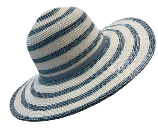 Sundaise Alishya Wide Brim Aqua Stripe