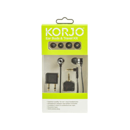 Korjo Ear Buds Travel Kit Black