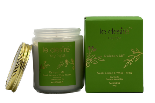 Le Desire Day Spa Soy Candle- Amalfi Lemon & White Thyme 200g - OhYouLuckyDuck.com.au