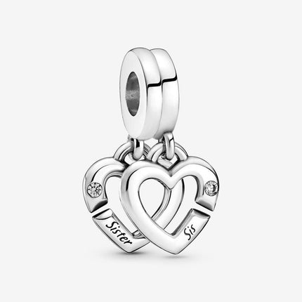 Pandora Linked Sister Hearts Split Dangle Charm - OhYouLuckyDuck.com.au
