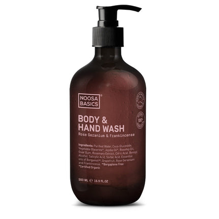 Noosa Basics Body & Hand Wash Rose Geranium & Frankincense 500ML