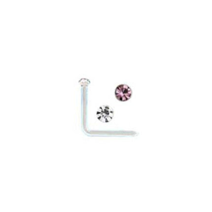 Rossan NS4042 Acrylic Duo Jewelled Nose Studs Crystal and Rose