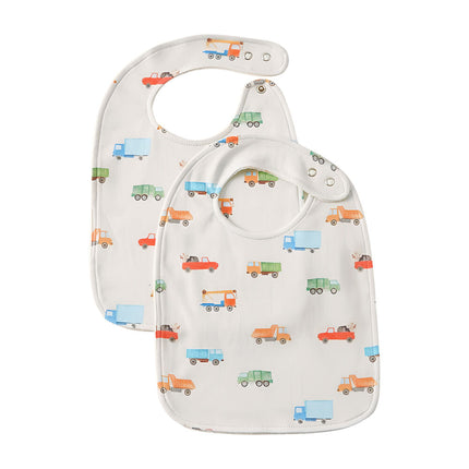 Jiggle & Giggle Baby Trucking Along Jersey Bib Cotton Muslin White 2 Pieces