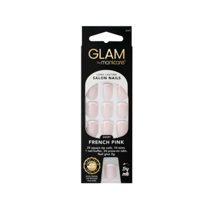 Manicare Glam Press-On Nail Short Square French