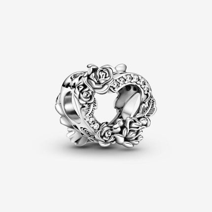 Pandora Open Heart & Rose Flowers Charm - OhYouLuckyDuck.com.au