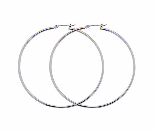 Rossan Rhodium Plated Classic Hoop Earrings 45MM