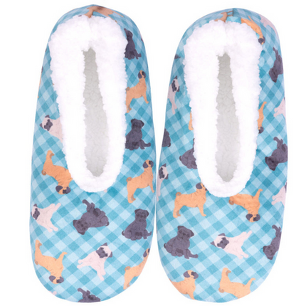 SnuggUps Women's Printed Pets Plush Slippers Pug Small (EU 35–37)