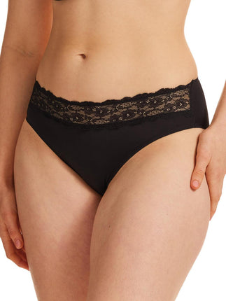 Kayser Recycled Microfibre & Recycled Lace High Cut Brief - Black - OhYouLuckyDuck.com.au