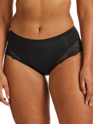 Kayser Recycled Microfibre & Recycled Lace Mid Rise Brief - Black - OhYouLuckyDuck.com.au