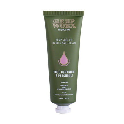 Hemp Worx Rose Geranium & Patchouli Hand Cream 75 ml - OhYouLuckyDuck.com.au