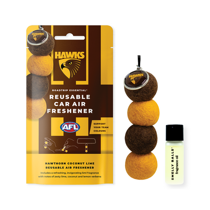 Smelly Balls Roadtrip Essential Hawthorn Hawks Afl Reusable Car Air Freshener