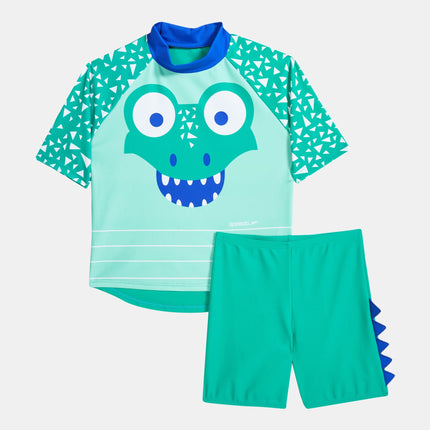 Speedo Toddler Unisex Crocodile Jammer Rash Top & Shorts Set Green Size 2