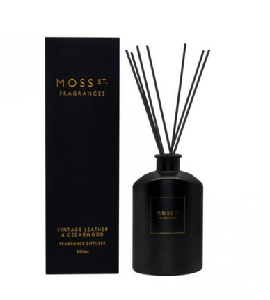 Moss St. Fragrances Large Reed Diffuser Vintage Leather and Cedarwood 300ML
