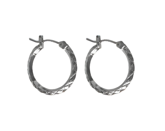 Rossan FE4321 20MM Diamond Cut Hoop Silver