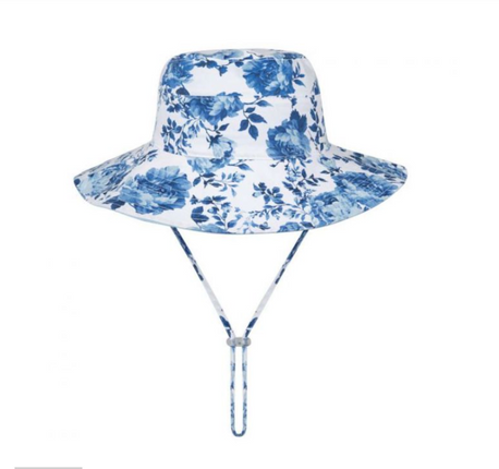 Millymook Girls Wide Brim Pearl Sun Hat Blue Small