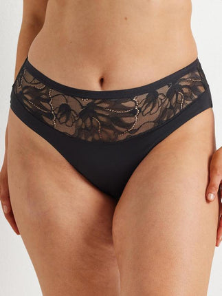 Kayser Smooth All Over Lace Hi Cut - Black - OhYouLuckyDuck.com.au