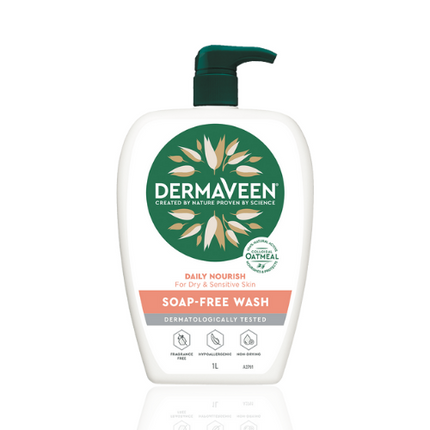 DermaVeen Daily Nourish Soap-Free Wash 1 Liter - OhYouLuckyDuck.com.au
