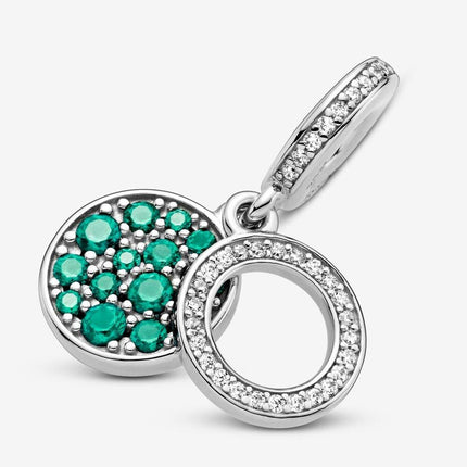 Pandora Sparkling Green Disc Double Dangle Charm - OhYouLuckyDuck.com.au