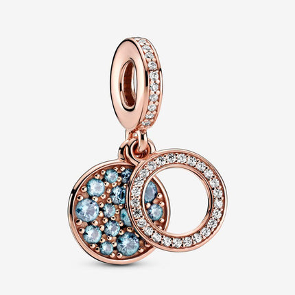 Pandora Sparkling Light Blue Disc Double Dangle Charm - OhYouLuckyDuck.com.au
