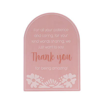 Splosh Teacher Thank You Verse Plaque Pink