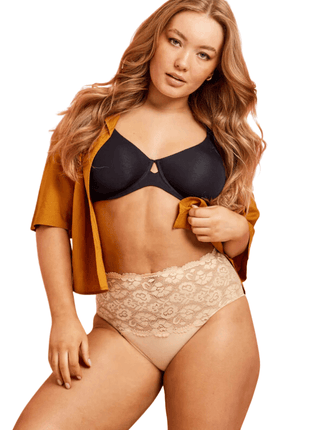 Kayser Daily Essentials Cotton & Heritage Lace Full Brief (465) - Latte - OhYouLuckyDuck.com.au