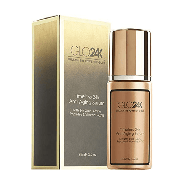 GLO24K Timeless 24k Anti-Aging Serum with 24k Gold Amino Peptides & Vitamins A C E 35ml - OhYouLuckyDuck.com.au