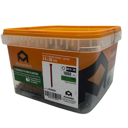 AnchorMark Vintage A4 316 S2 Cladding Screws, 4.5x50mm - 1000 Count