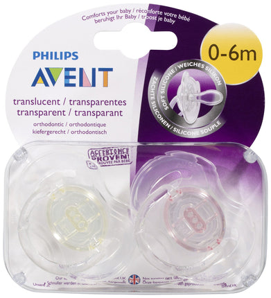 Avent Soother Translucent 0-6M 2Pk