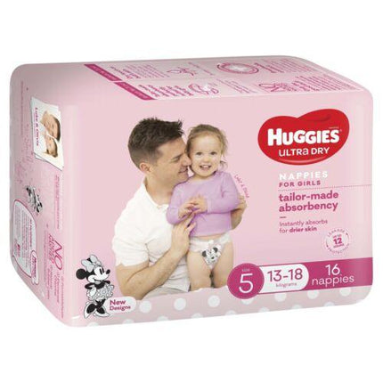 Huggies Girls' Convenience Nappy Walker 16 Pack - OhYouLuckyDuck.com.au
