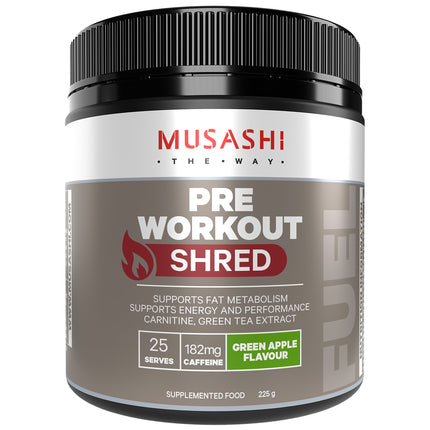 Musashi Pre-Workout Shred Green Apple 225g