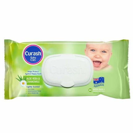 Curash Babycare Aloe Vera & Chamomile Baby Wipes 80 Pack - OhYouLuckyDuck.com.au