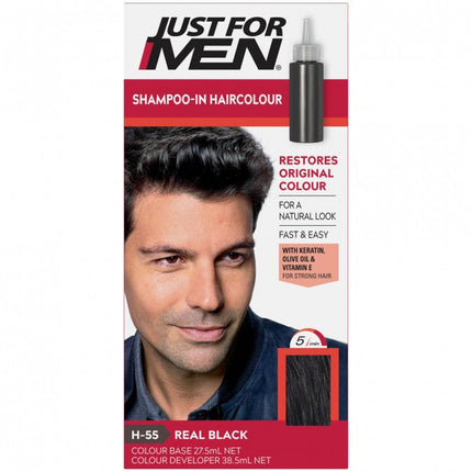 Just For Men Shampoo-In Hair Colour Real Black - OhYouLuckyDuck.com.au