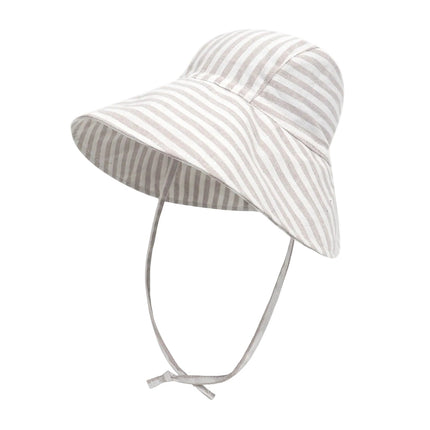 Essence Kids Striped Sun Hat with Wide Brim and Adjustable Chin Strap