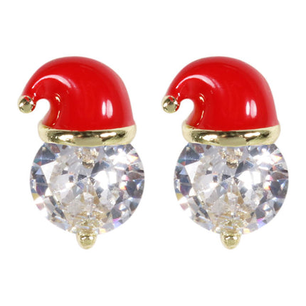 Wicked Sista Crystal Santa Stud Earrings Gold