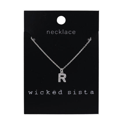 Wicked Sista Initial R Pendant in Silver