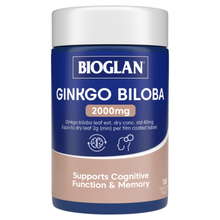 Bioglan Ginkgo Biloba 2000mg 100 Tablets - OhYouLuckyDuck.com.au