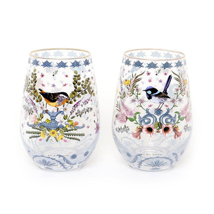Enchanted Garden Floral Glass Tumblers Set of 2 520mL