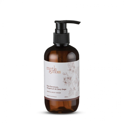 Myrtle And Moss Hand & Body Wash Rose Geranium, Grapefruit & Clary Sage 250ML