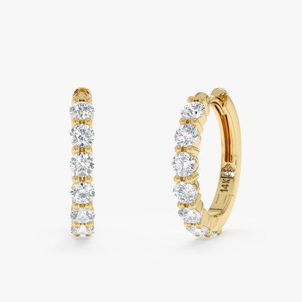 Luvme Gold with Glitter Tapered Huggie Stud Earrings