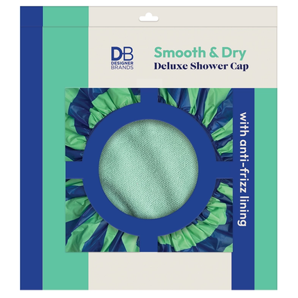 Designer Brands Smooth & Dry Deluxe Shower Cap Mint & Blue