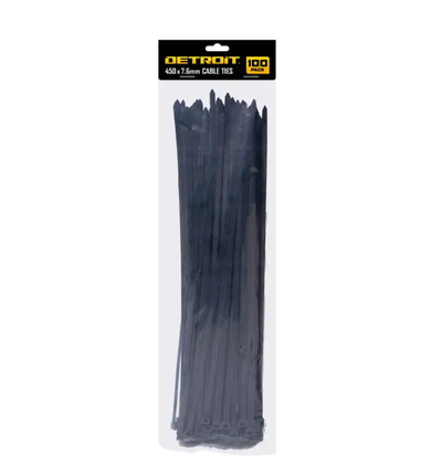 Detroit Standard Cable Tie Black 450 x 7.6MM - 100 Pack