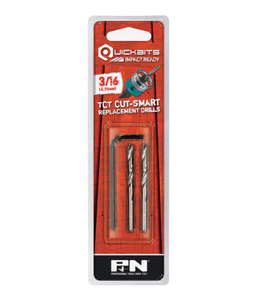 P And N Quickbits TCT Cut-Smart Replacement Drills with Hex Key 4.76MM - 2 Pack