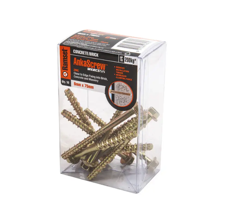 Ramset Ankascrew Zinc 6 x 75MM - 10 Pack