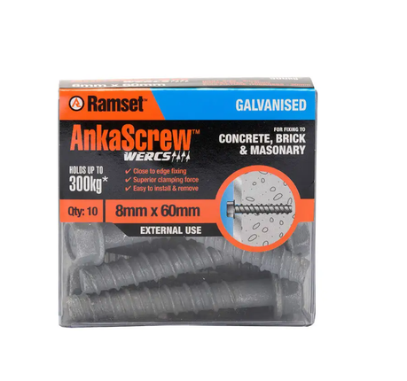 Ramset Ankascrew Galvanised 8 x 60MM - 10 Pack
