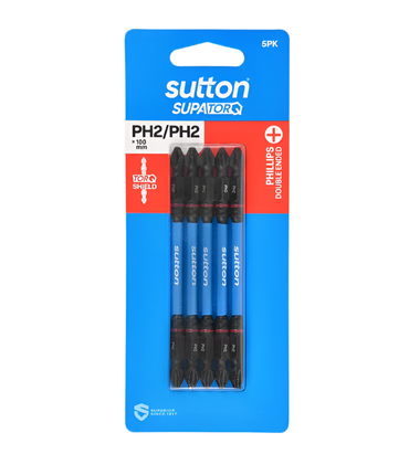 Bit Screwdriver S201 Supatorq Ph2 D/End 100MM 5PK Sutton
