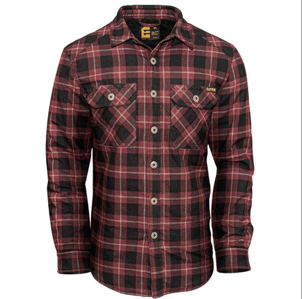 Eleven Workwear Quilted Flannel Shacket Deep Red/Black