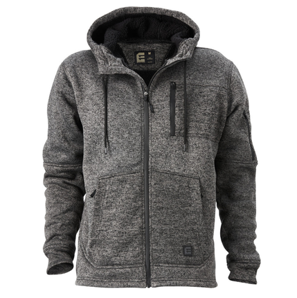 Eleven Workwear Marle Bonded Knit Zip Hoodie Black Charcoal