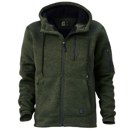 Eleven Workwear Marle Bonded Knit Zip Hoodie Forest Black